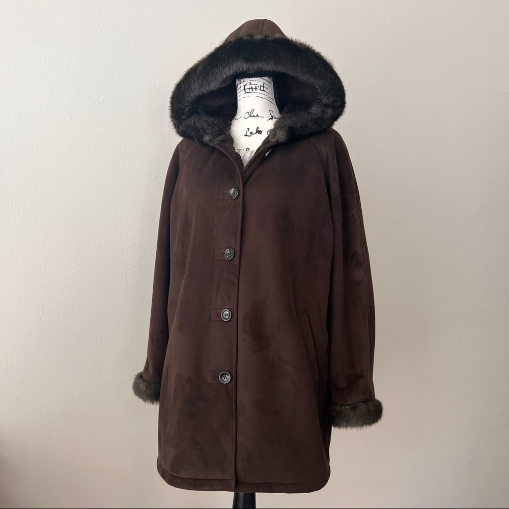 Women’s Brown Faux Fur Coat Large Nautica
